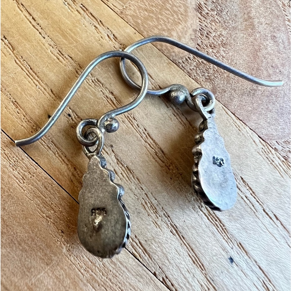 Vintage 925 Sterling silver blue crystal drop earrings on hooks - Picture 3 of 6